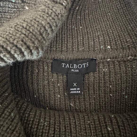 Talbots Sweater Plus X Dark Sage Patterned Loose chunky turtle hip length - Picture 5 of 9